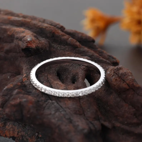 Minimalist Stackable Eternity White Gold Ring. - Image 2