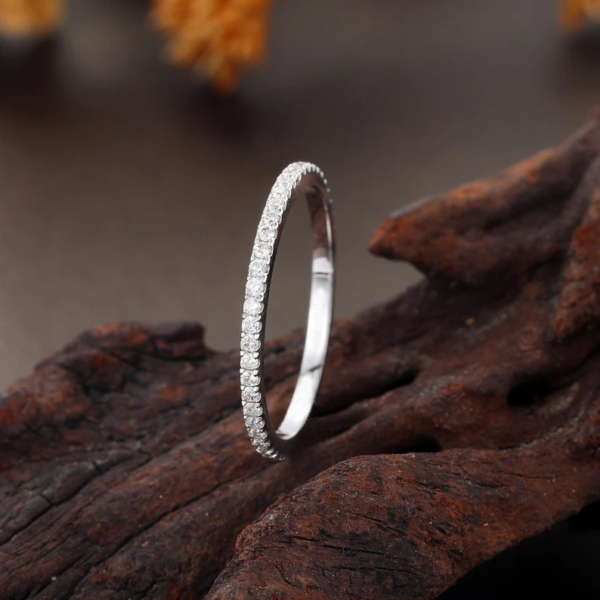 Minimalist Stackable Eternity White Gold Ring. - Image 4