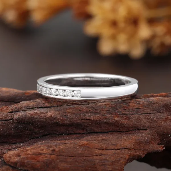 Channel Set Ring, Half Eternity Stackable Ring. - Image 2
