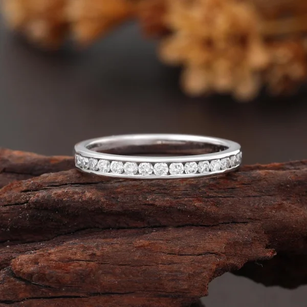 Channel Set Ring, Half Eternity Stackable Ring.