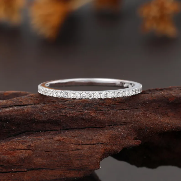 Minimalist Stackable Eternity White Gold Ring. - Image 5