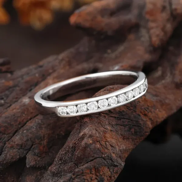 Channel Set Ring, Half Eternity Stackable Ring. - Image 3