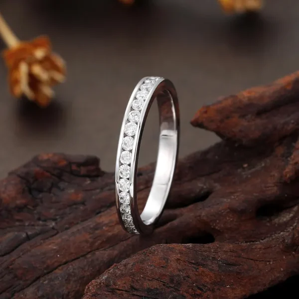 Channel Set Ring, Half Eternity Stackable Ring. - Image 5