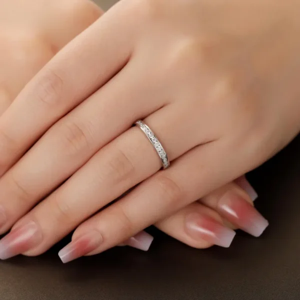 Channel Set Ring, Half Eternity Stackable Ring. - Image 6