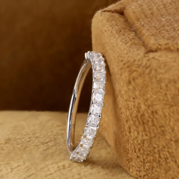 Princess Cut Half Eternity Band, Moissanite Wedding Band. - Image 3