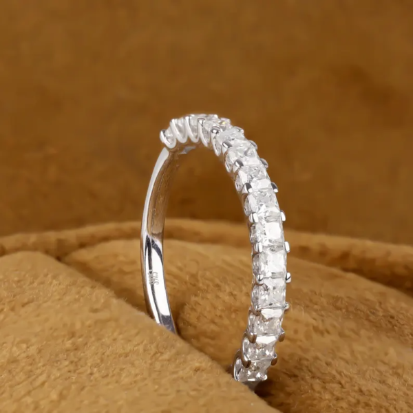 Princess Cut Half Eternity Band, Moissanite Wedding Band.