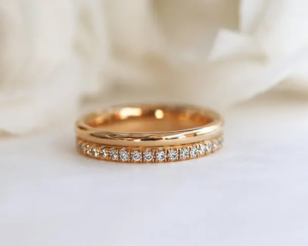 Round Cut  Diamond Wedding Band . - Image 2
