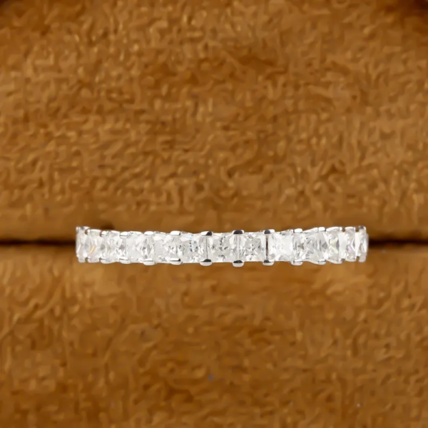 Princess Cut Half Eternity Band, Moissanite Wedding Band. - Image 5