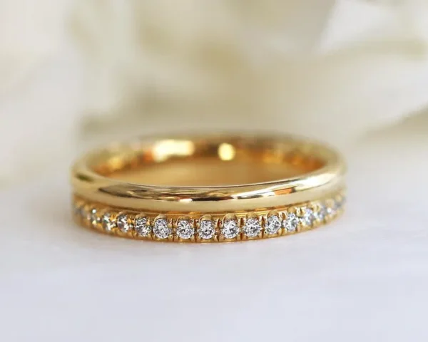 Round Cut  Diamond Wedding Band .