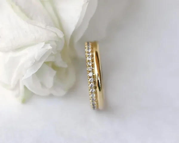 Round Cut  Diamond Wedding Band . - Image 5