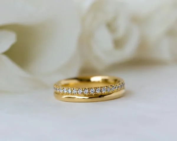 Round Cut  Diamond Wedding Band . - Image 6