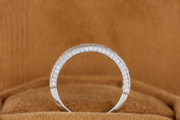 Princess Cut Colorless Moissanite Wedding Band,Round Moissanite Half Eternity Ring. - Image 3